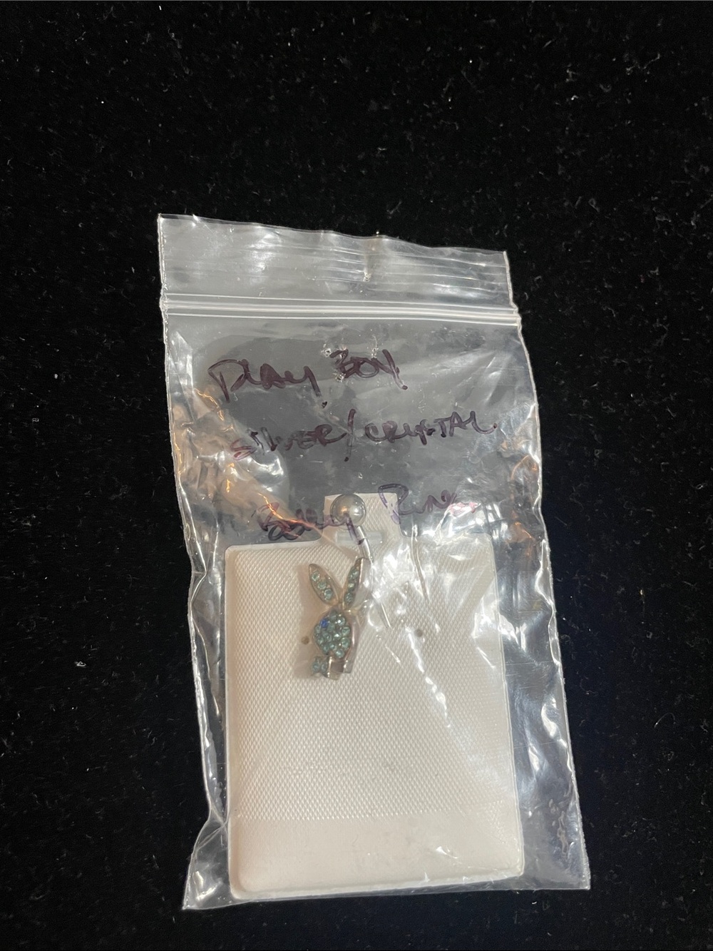 Silver Bunny Charm with Aqua Crystal Accents